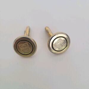 Givenchy Cufflinks Set‎ Gold Round Tone Logo Vintage Designer